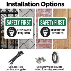 Respirator Required With Symbol OSHA SAFETY FIRST Sign Or Decal – 5 or 10 Pack