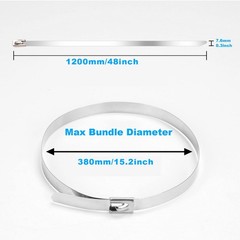Metal Zip Ties 500 lbs Heavy Duty Stainless Steel Cable Ties 30 Pack 48″