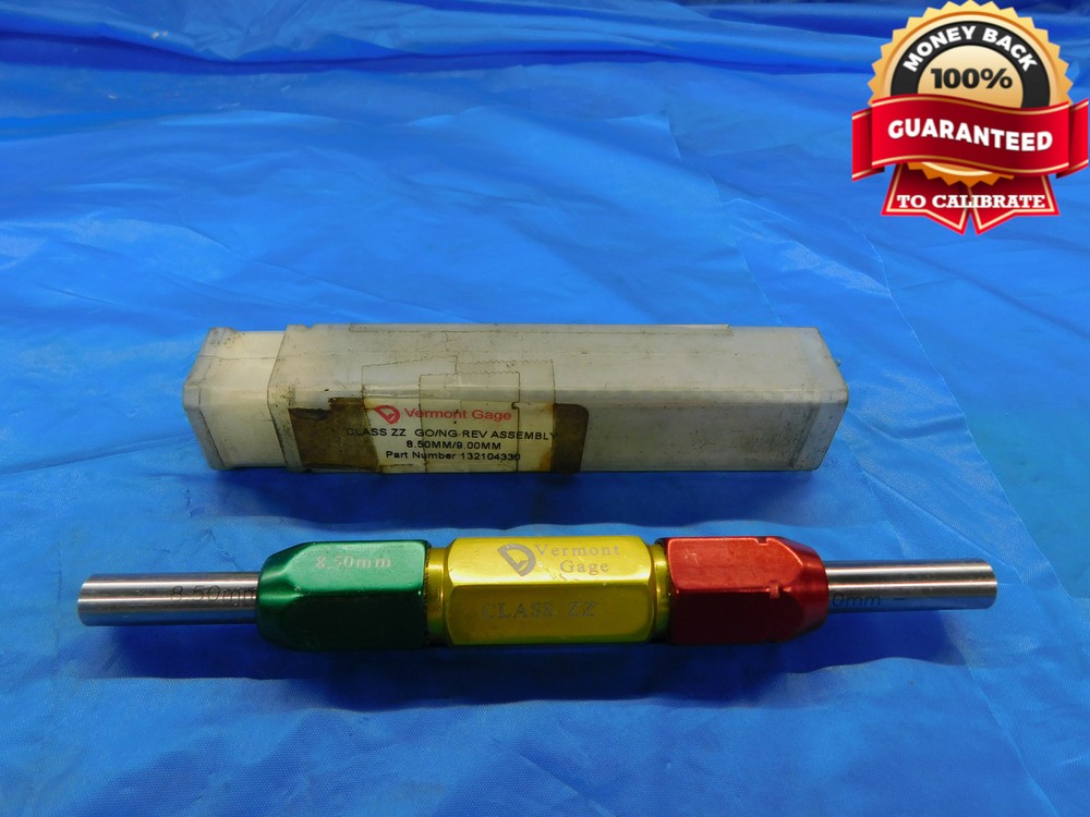 8.50 & 9.00 CLASS ZZ METRIC PIN PLUG GAGE GO NO GO ONSIZE 9 mm .3346 8.500 9.000