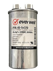 Motor Run Capacitor Dual 45+5 mfd x 370 VAC 50/60Hz Round Metallized