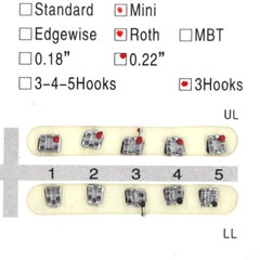 10×Dental 20Pcs/kit Orthodontic Mental Bracket Brace Mini Roth Slot 022 3Hooks