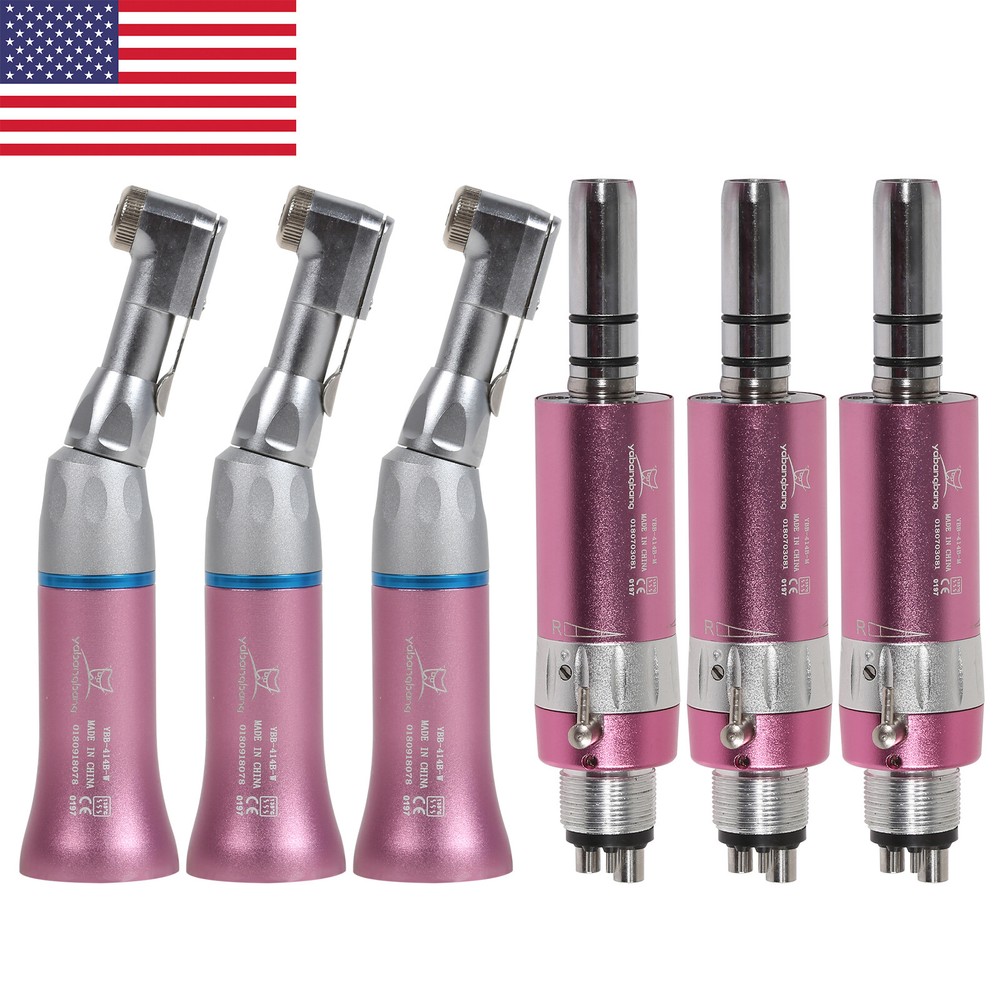 Dental NSK Style Low Slow Speed Contra Angle /Air Motor Handpiece 4 Hole Pink Dr