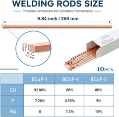 15% Silver Brazing Rods AWS Bcup-5 40 Sticks, Silver Solder Flat