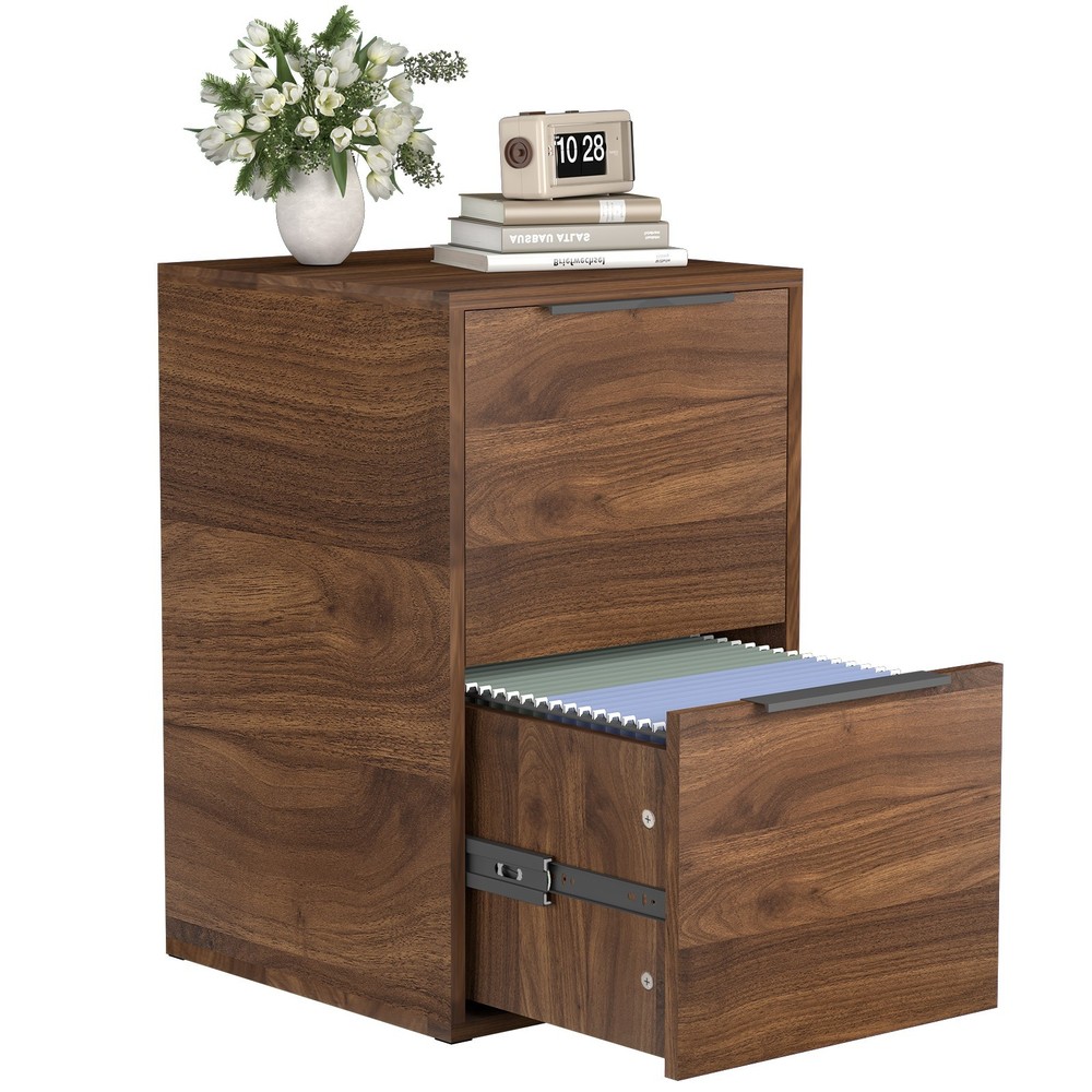 Under Desk Drawer File Cabinet, Wooden 2 Drawers Filing Cabinet for Home Office
