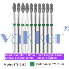 10pc/pk Dental Diamond Burs Shape Egg Diamond Bur Super Fine Medium Coarse
