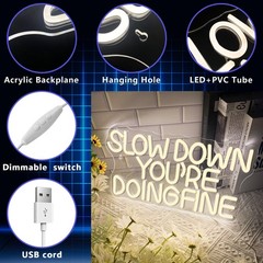 Slow Down You are Doing Fine Neon Signs for Wall Decor,Dimmable LED Positive …