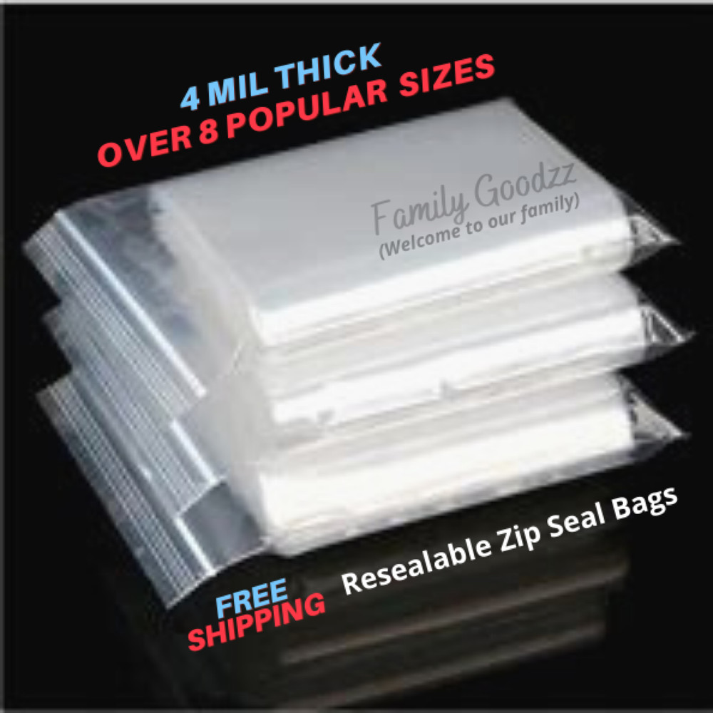 Clear 4-Mil THICK Zip Resealable Parts Bag, Top Lock Plastic Bags for Jewelry.