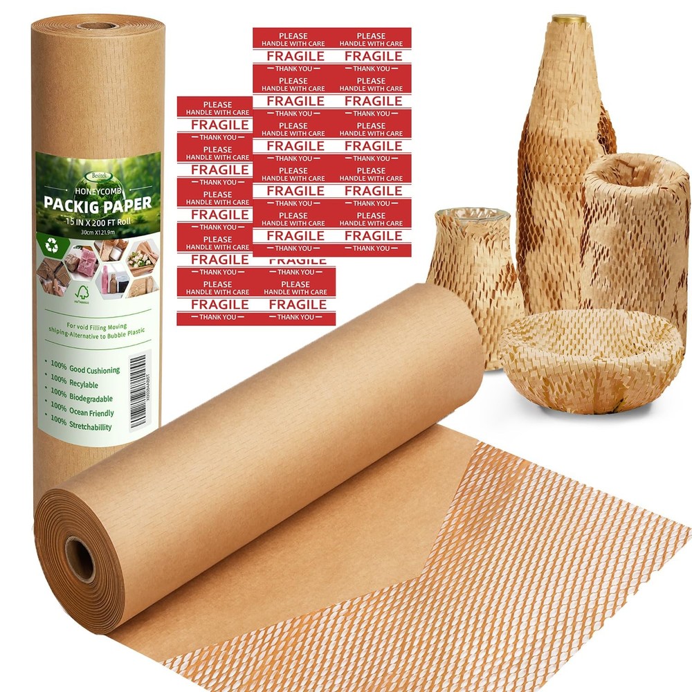 Rollo de envoltura acolchada de nido de abeja de 12″ x 35′ para envíos mudanzas