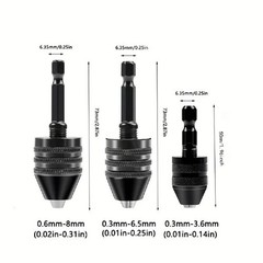 Mini Keyless Drill Chuck Adapter 1/4″ Hex Shank Quick Change Converter