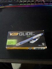 BIC Glide Exact Blue Retractable Ballpoint Pens, Fine Point (0.7mm), 12-Count