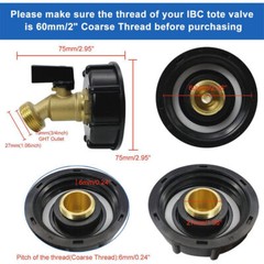 IBC Tote Tank Adapter 2 inch S60x6 Coarse Thread to 3/4″ GHT for Garden Hose