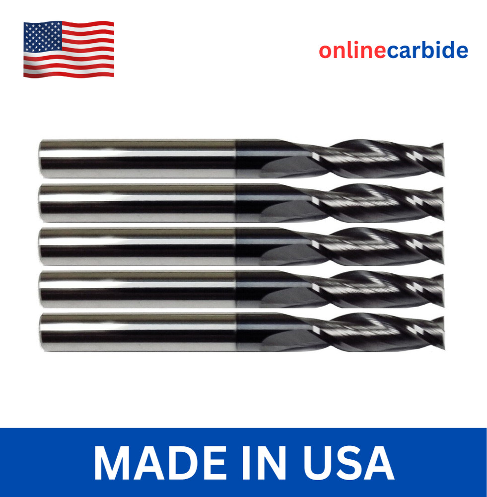 5 PCS 1/8″ 2 FLUTE CARBIDE END MILL – TiALN COATED