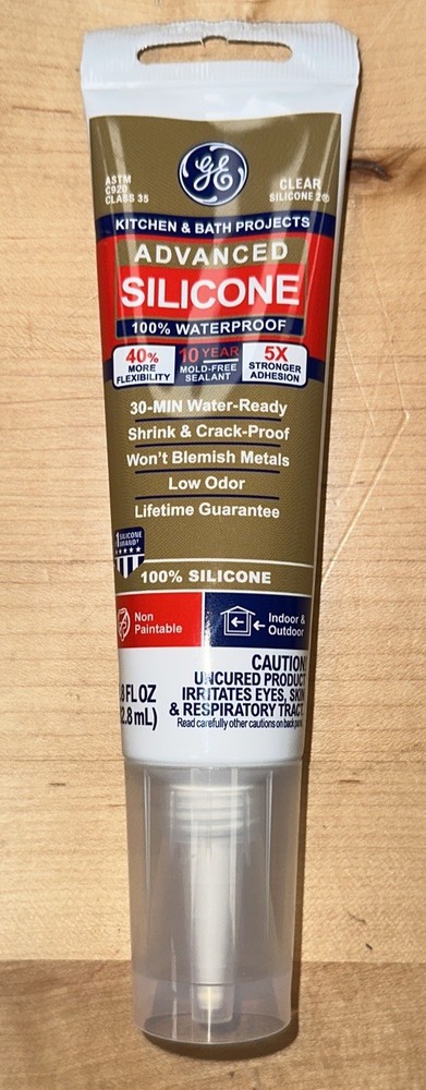 GE Advanced Silicone Caulk for Kitchen & Bathroom – 100% Waterproof Silicone…
