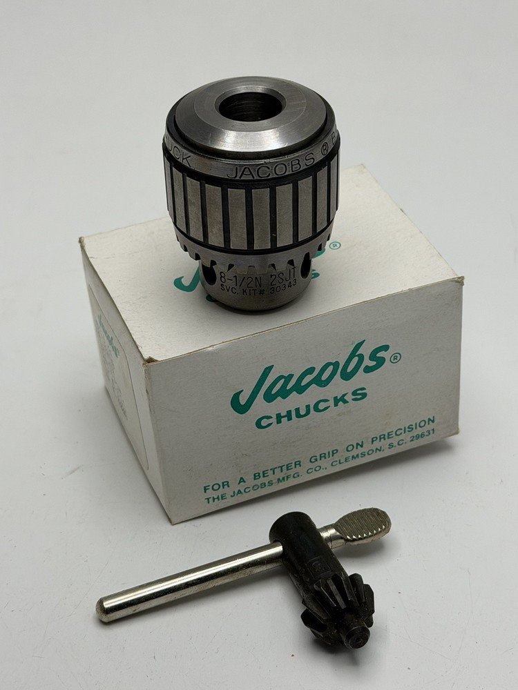 NEW Jacobs 8-1/2N 2SJT Ball Bearing Super Chuck 0-1/4″ Cap 1/2” Shank & Key