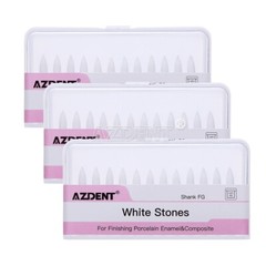 10X AZDENT Dental White Stone Polishing Flame FG Burs Abrasion Aluminum Oxide US