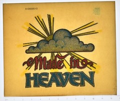 Original VINTAGE 1970s Heat Transfer | Made in Heaven Clouds Sunburst