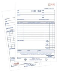 Adams Repair Order Book, Carbonless, 2-Part, White/White, 5-9/16 x 8-7/16 Inches
