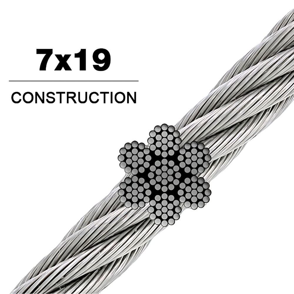 Clear Vinyl Coated Stainless Steel 304 Cable Wire Rope 7×19 1/8″ thru 3/16″