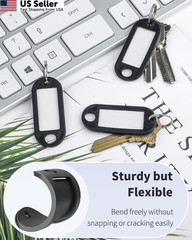 Uniclife 40 Pieces Key Tags 2 Inch Soft Plastic Chain 40 Pack, Black