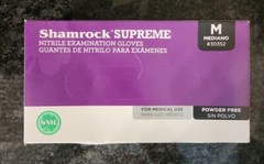 Shamrock Supreme Nitrile Exam Gloves, Powder Free, Textured (Medium) Box of 100