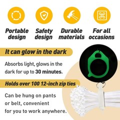 3 PCS Zip Tie Organizer Glows in The Dark – Light Circle（3 Packs）, White