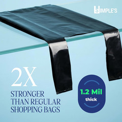 Black Plastic T-Shirt Bags with Handles – 80 Count – 12″X7″X22″ – 1.2 Mil – Groc