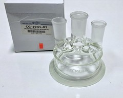 CHEMGLASS 1000mL Reaction Vessel, Cylindrical, Jacketed , with 4 Neck Lid