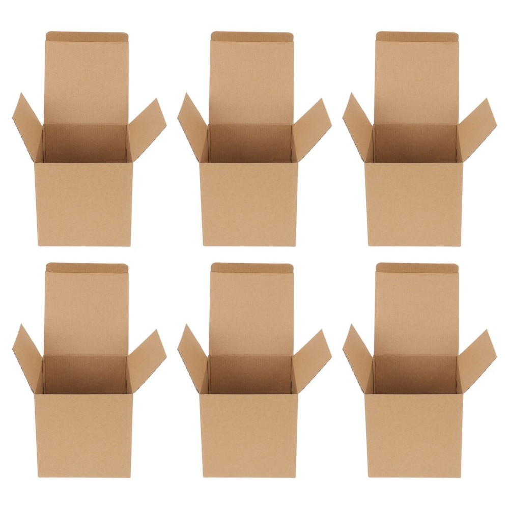 6Pcs Reusable Small Kraft Shipping Boxes for Business Packaging Light Yellow