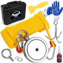 2625 lbs Fishing Magnet Kit Double Sided Magnet Fishing Kit and Rope with Case