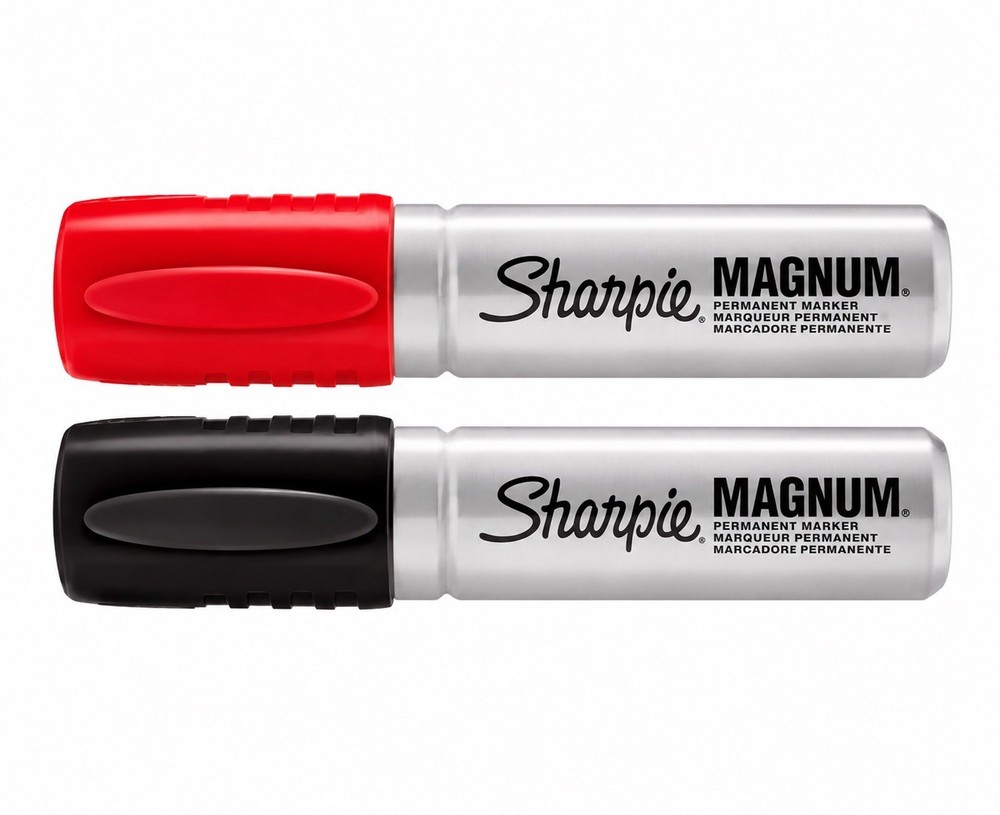Sharpie Magnum Permanent Markers Red-Black Chisel Tip Large Marker-2 Pack