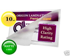 10 Mil MATTE/Clear Military Card Hot Laminating Pouches 2-5/8 x 3-7/8 (100/pack)