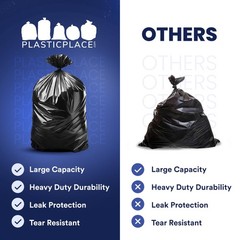 Plasticplace Contractor Trash Bags 55-60 Gallon 6.0 Mil Black Heavy Duty