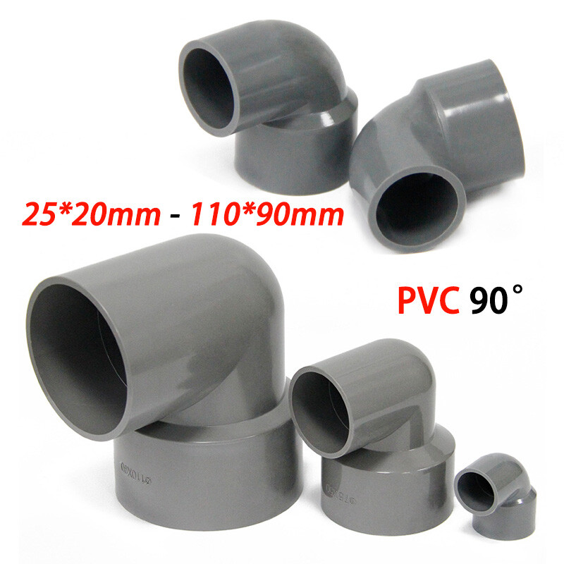 PVC 90° Elbow Reducing Pipe Fitting Reducer Socket Coupling I.D. 20mm-110mm Grey