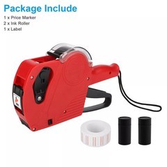 8-Digit Price Tag Gun Marking Machine with Sticker Labels & Ink Roller