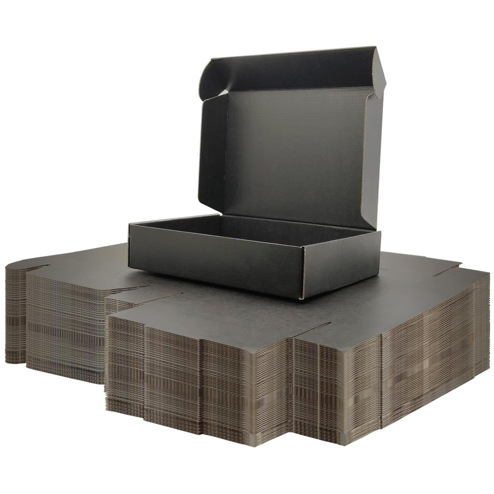 50-Count Small Cardboard Boxes – Black Shipping Boxes