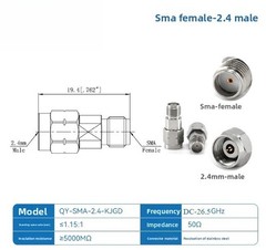 SMA-2.4mm Adapter (JJ/KK/JK/KJ), DC – 26.5GHz Microwave Connector Adapter