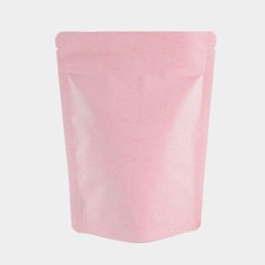 Pink/Silver Leaf Bottom Gusset Aluminum QuickQlick™ Pouch for Bath Salt Products