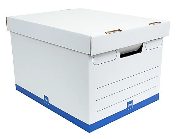 Office depot 12 Pack of quick setup, lift off lid record storage boxes