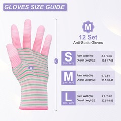 12 Set ESD Anti-Static Gloves Electrostatic Protective Glove Medium Size Pink