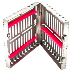2 TURN BUTTON DENTAL AUTOCLAVE STERILIZATION CASSETTE BOX TRAY FOR 10 INSTRUMENT
