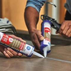 GE Advanced Silicone Caulk for Kitchen & Bathroom, White, 10 fl oz Cartridge, 1