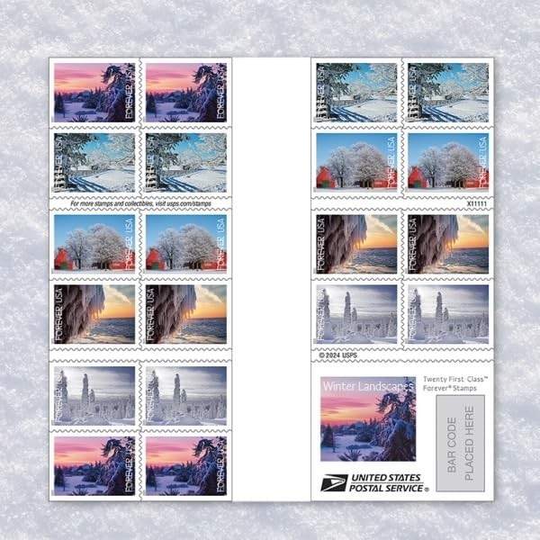 United States Postal Service Winter Landscapes 2025 5 Books Of 20 First-Class