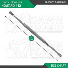 3 Pcs Dental Bone File Howard #12 Double Ended 7″ Surgical Dentist Instruments