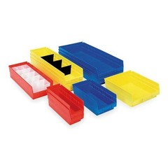 Akro-Mils 30138Red Shelf Storage Bin, Plastic, 6 5/8 In W, 4 In H, 17 7/8 In L,