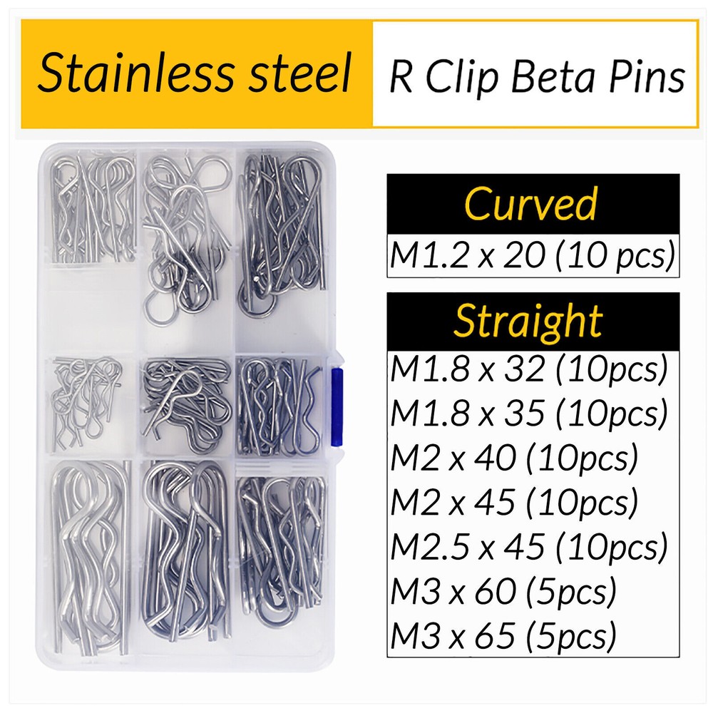 1mm 1.2mm 1.5mm 2mm 2.5mm 3mm 4mm – 6mm BZP & 304 R Clip Beta Pins Clevis Brake