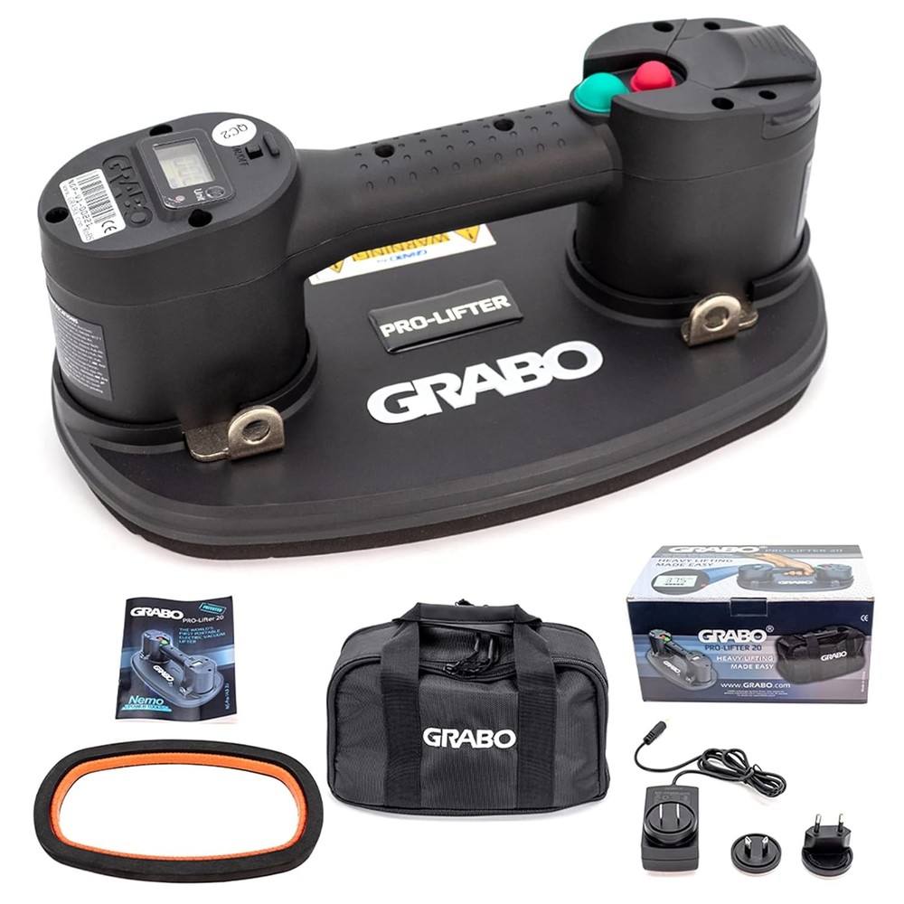 GRABO Pro Electric Vacuum Suction Cup Lifter With Auto Turn On/Off Pump Function