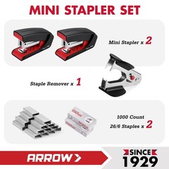 Arrow 2PCS Mini Staplers with Staples 16 Sheets Capacity for Daily Office School