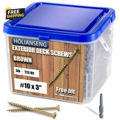 Deck Screws 3 Inch, #10 X 3, 5Lb, Rust Resistant, Brown Epoxy Coated