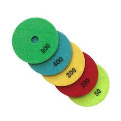 Wet Concrete Polishing Set (5pc) 4″ #50 #100 #200 #400 #800 Grit
