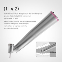 Dental 45° 1:4.2 Increasing Contra Angle LED Fiber Optic Handpiece Push Button